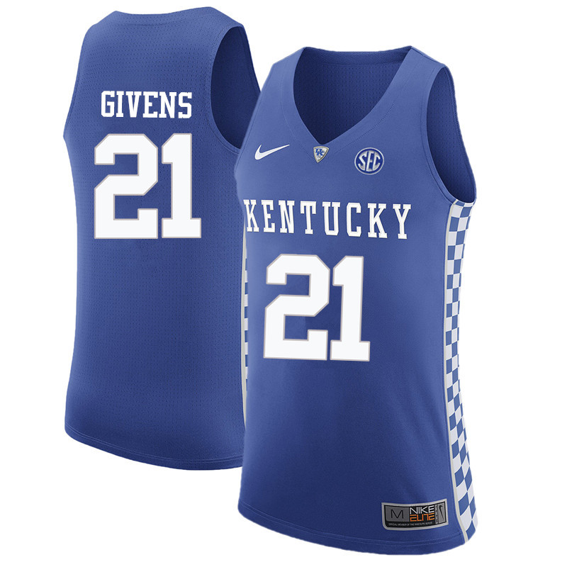 Men Kentucky Wildcats #21 Jack Givens College Basketball Jerseys-Blue